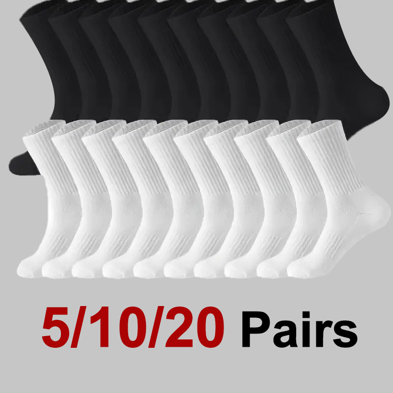 Sports Socks - 5/10/20 Pairs Men Solid Color Round
