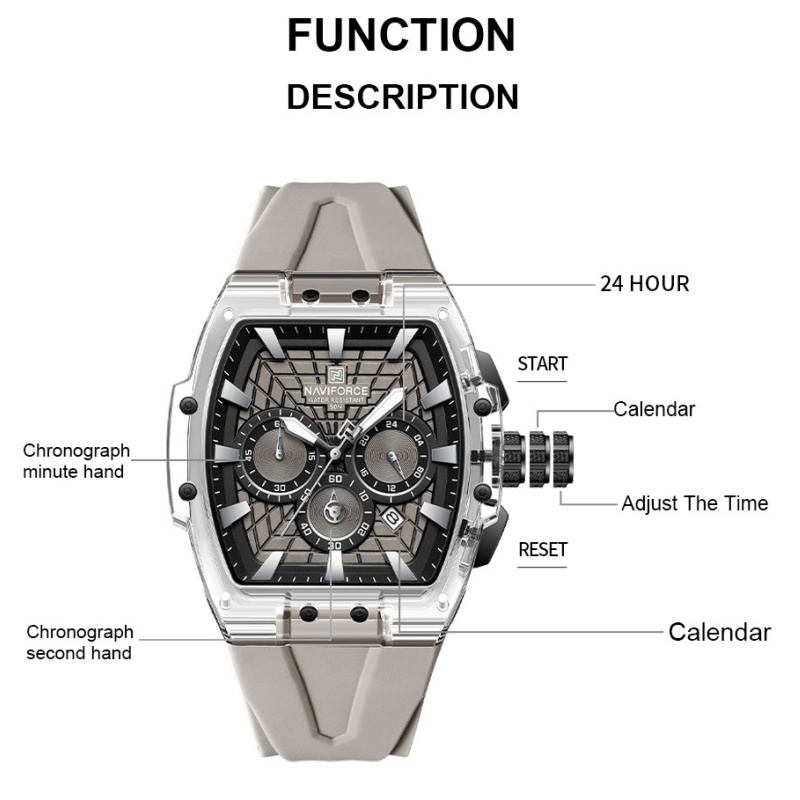 Running Watch - NAVIFORCE Men's 5ATM Waterproof Multifunctional Chronograph