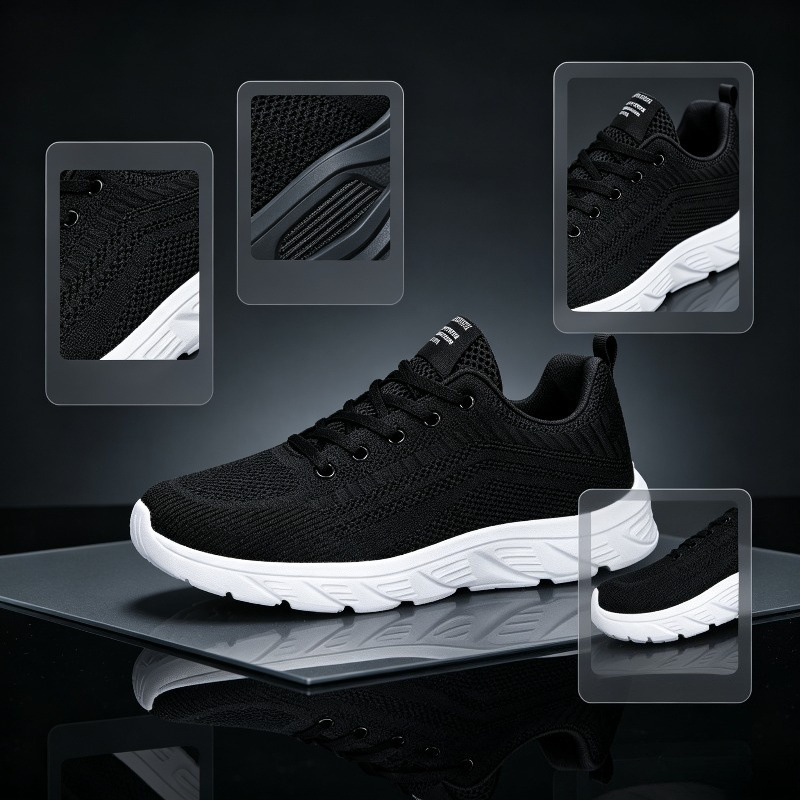 Running Shoes Men - Men Breathable Knit Sneakers White Thick