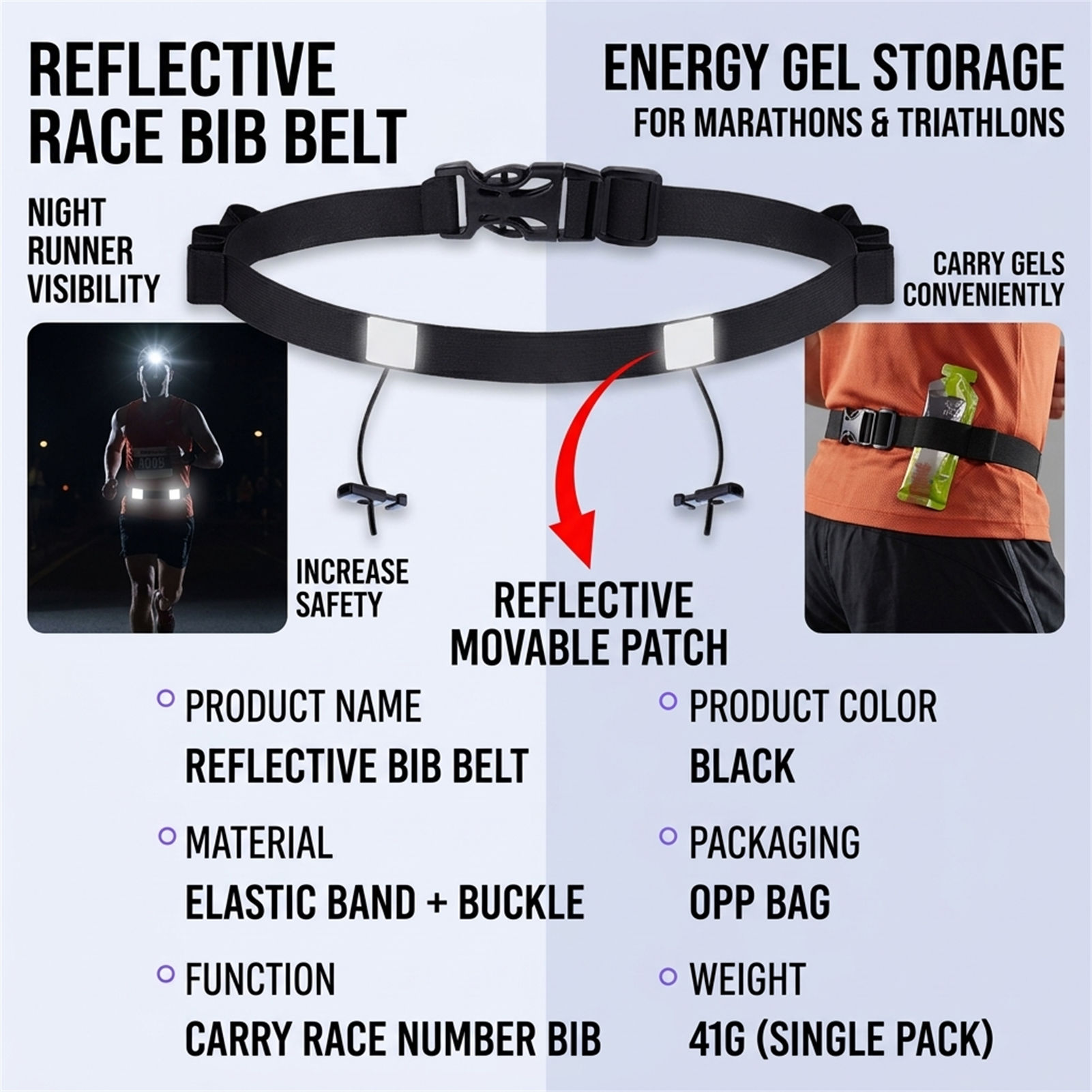 Reflective Race Bib Belt for T - Race Bib 评论和价格