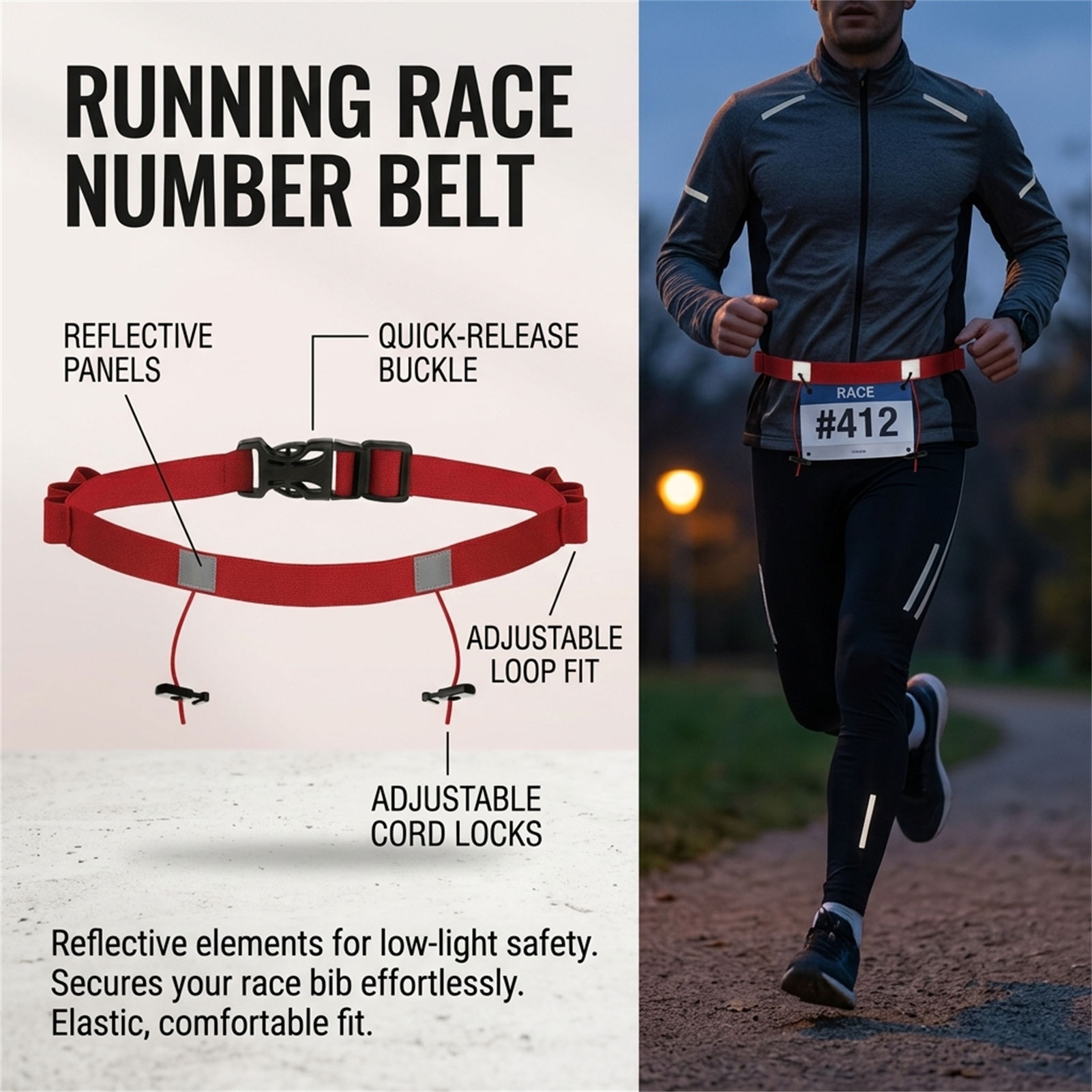 Reflective Race Bib Belt for T - Race Bib 评论和价格
