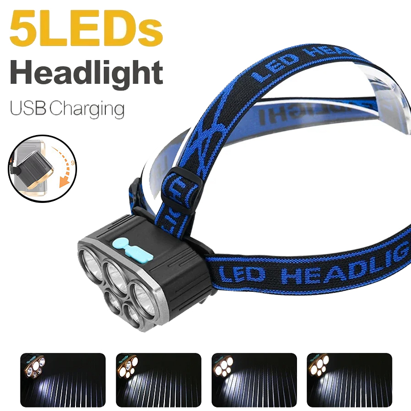 Rechargeable 5 LED Headlight U - Running Headlamp 评论和价格