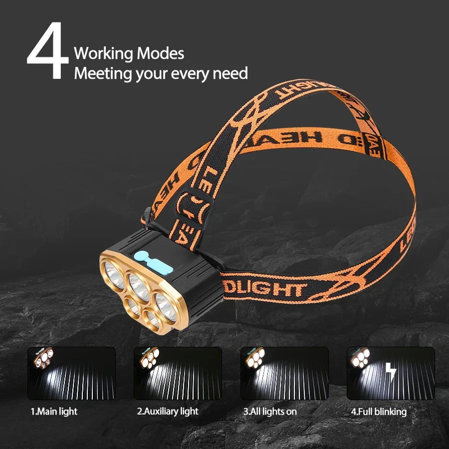 Rechargeable 5 LED Headlight U - Running Headlamp 评论和价格