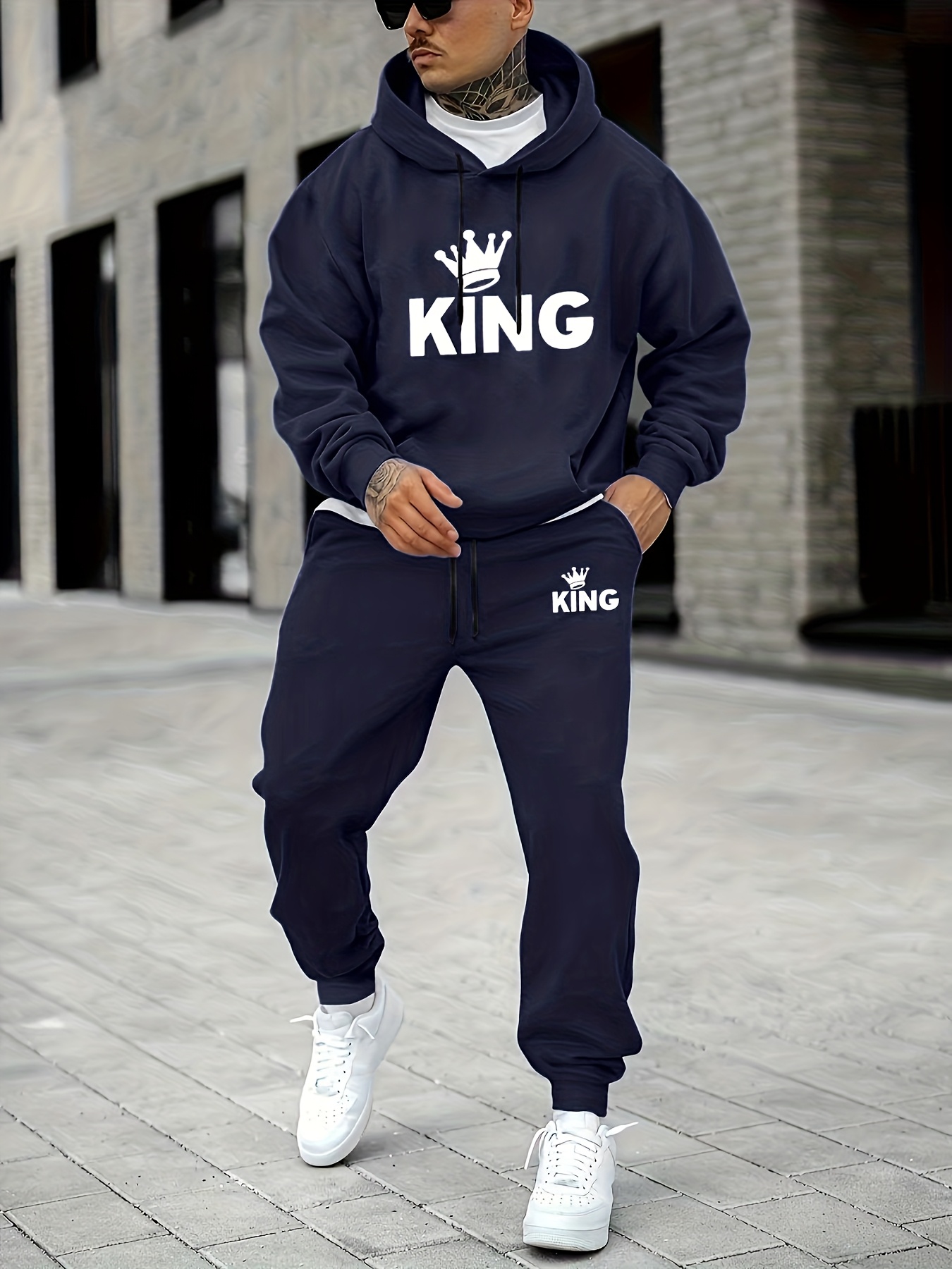 Men's KING Crown Print Tracksu - Joggers Pants 评论和价格