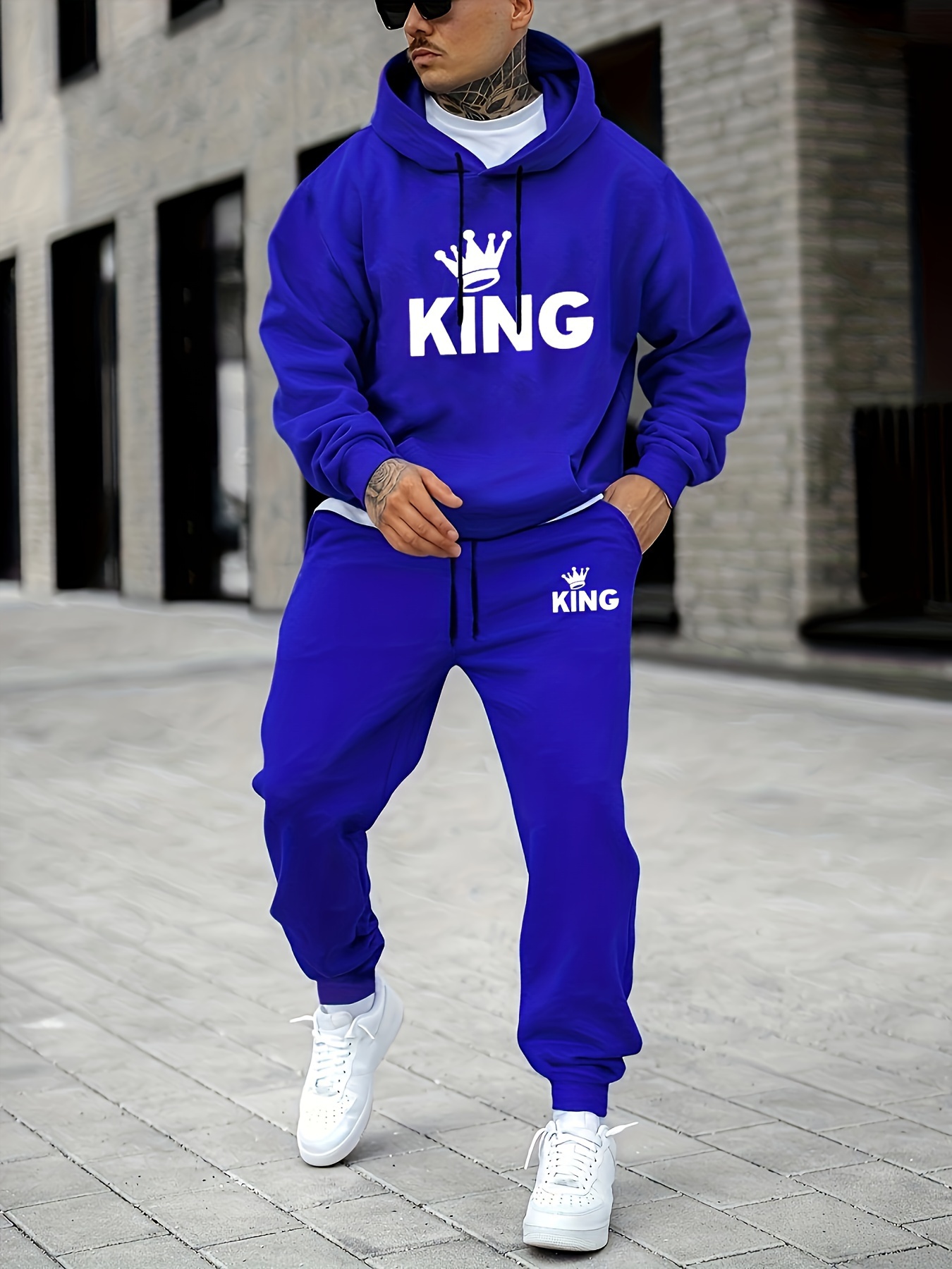 Men's KING Crown Print Tracksu - Joggers Pants 评论和价格