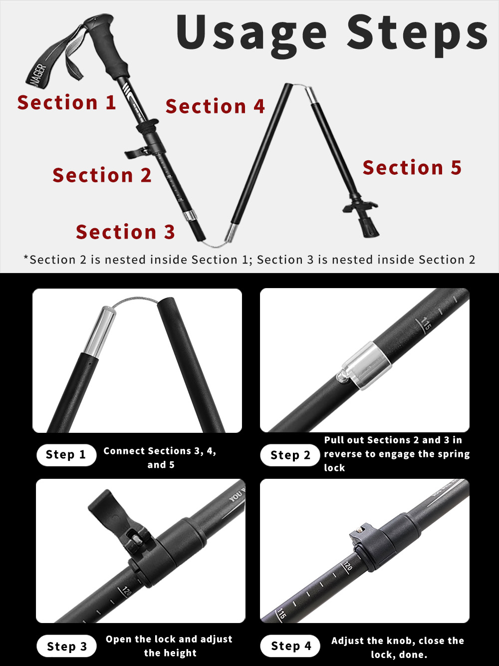 Foldable Trekking Pole 7075 Al - Trekking Pole Carbon 评论和价格