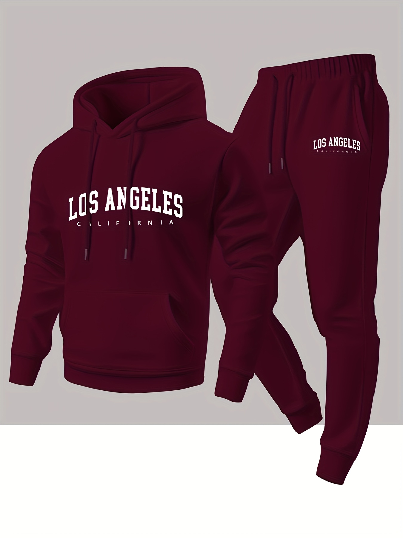 Men 2 Piece Tracksuit Los Ange - Joggers Pants 评论和价格