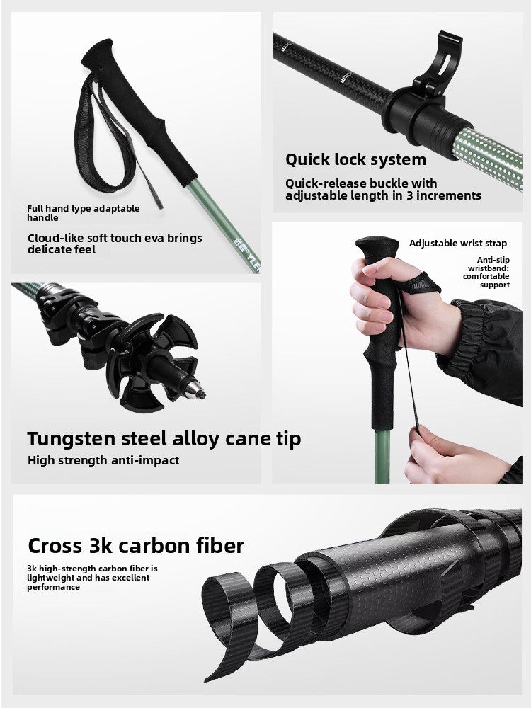 Professional 3K Carbon Fiber T - Trekking Pole Carbon 评论和价格