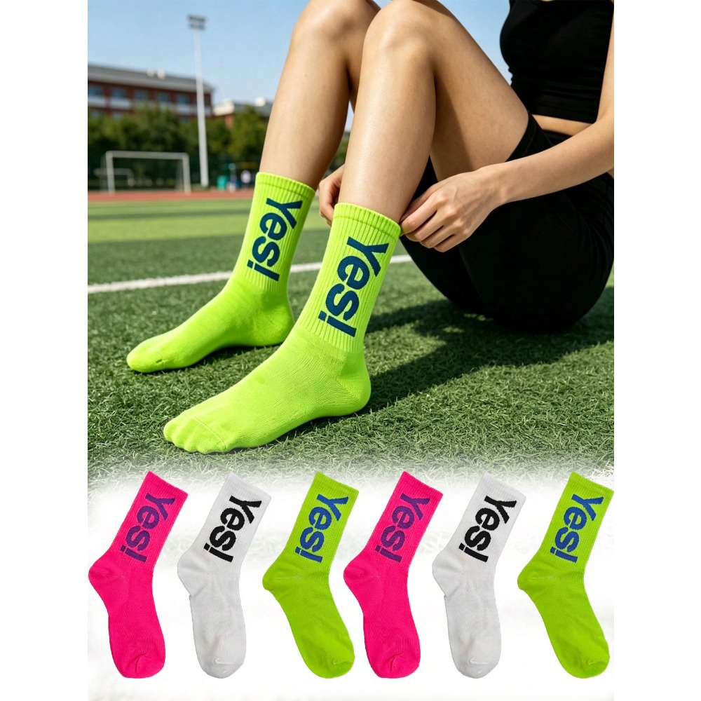 1/4 Pair Fluorescent Letter Pa - Sports Socks 评论和价格