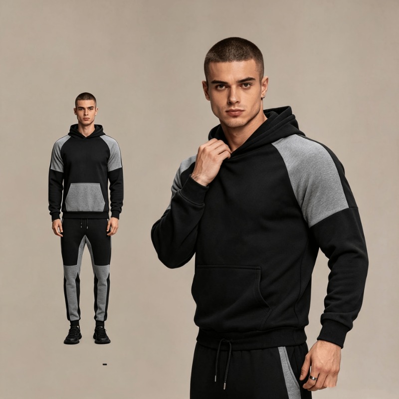 Men Color Block Hoodie And Jog - Joggers Pants 评论和价格