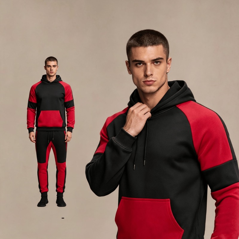 Men Color Block Hoodie And Jog - Joggers Pants 评论和价格